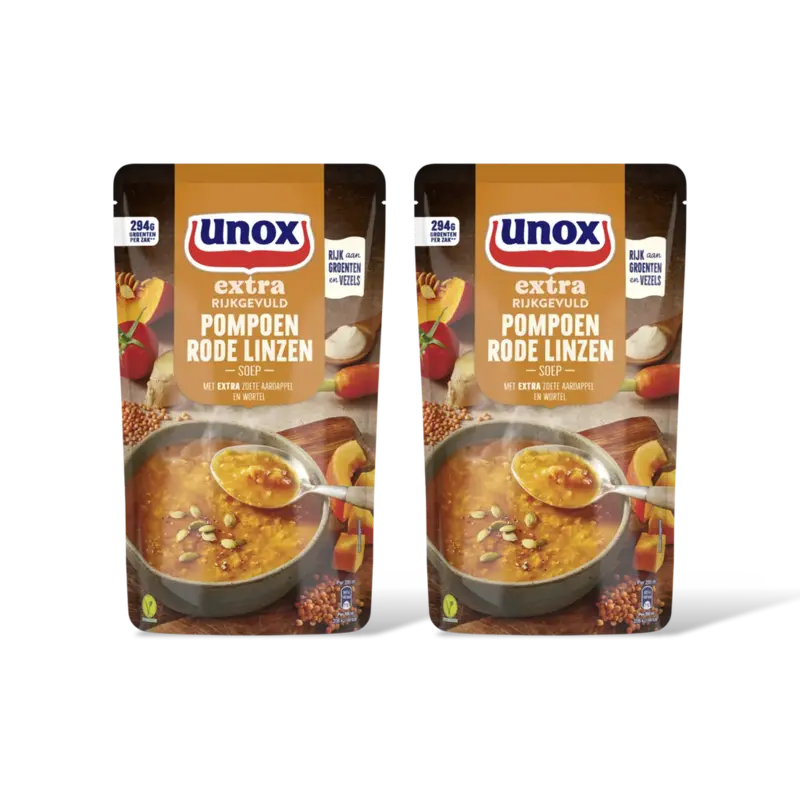 Unox Unox Pompoen rode linzensoep 2-pack