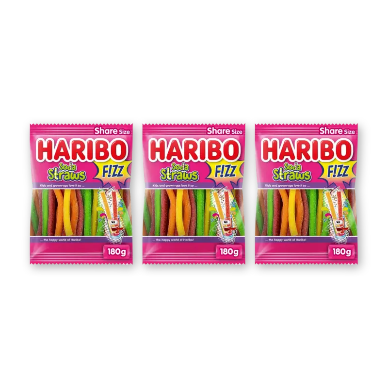 Haribo Soda straws f!zz zuur 3-pack