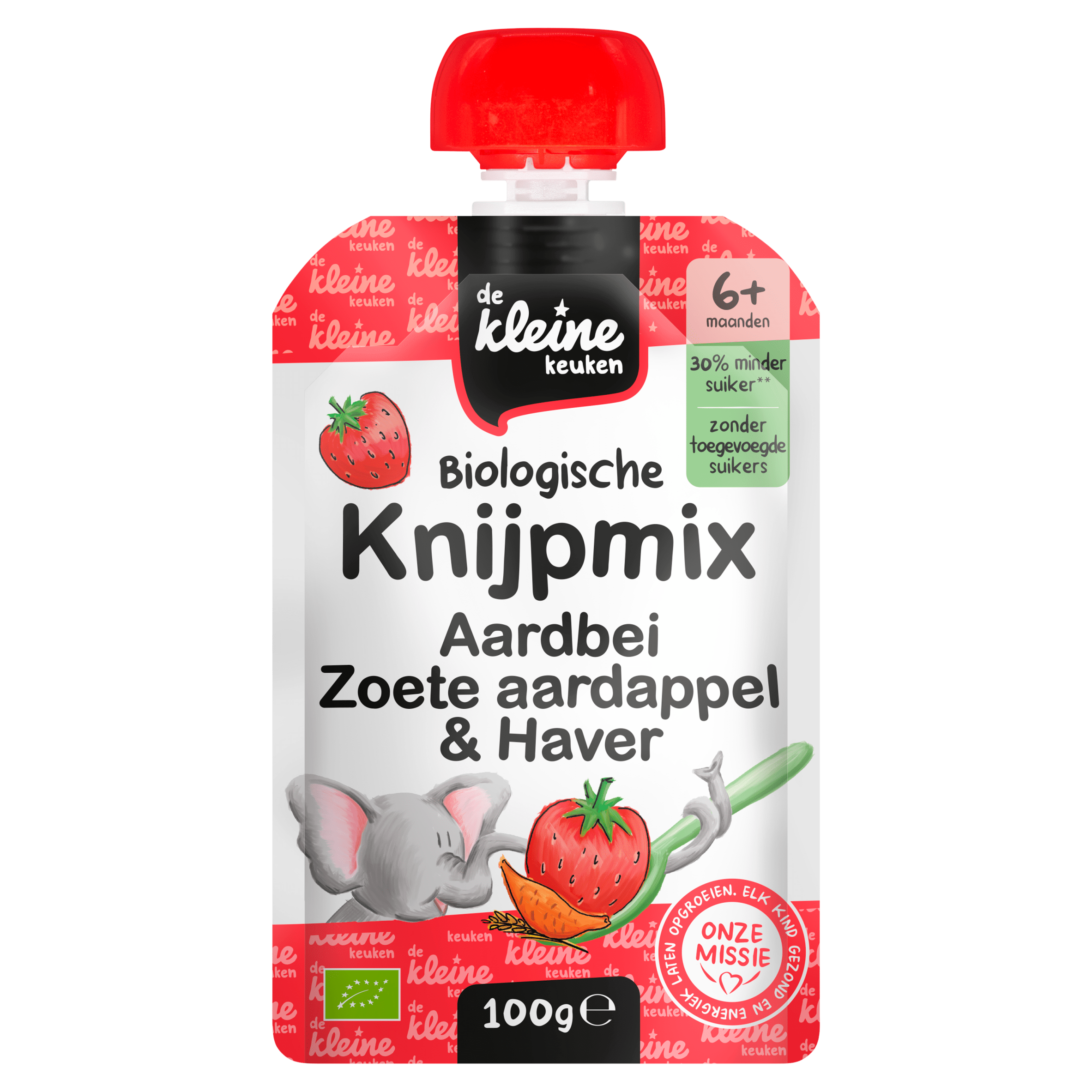 De Kleine Keuken Bio knijpmix 6+ aardbei zoete aardappe