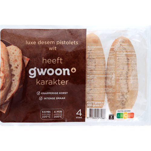 G'woon Pistolet rustiek wit 4 stuks