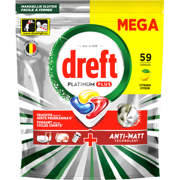 Dreft Platinum Plus, Citroen, Vaatwascapsules 59 X