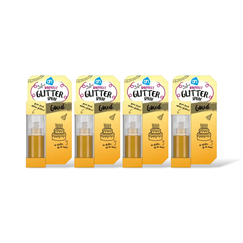 AH Bakfeest glitterspray goud 4-pack