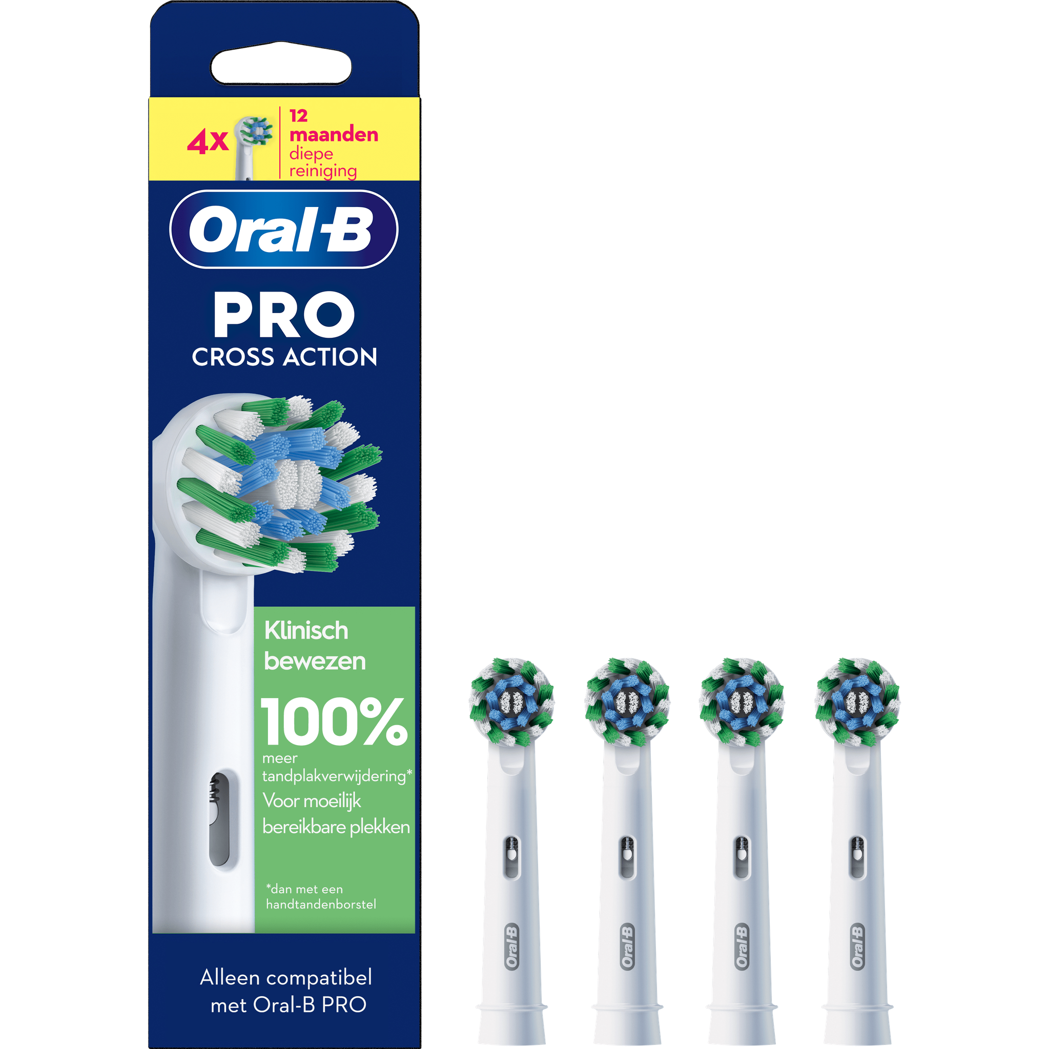 Oral-B Cross Action Opzetborstels Wit 4 Stuks