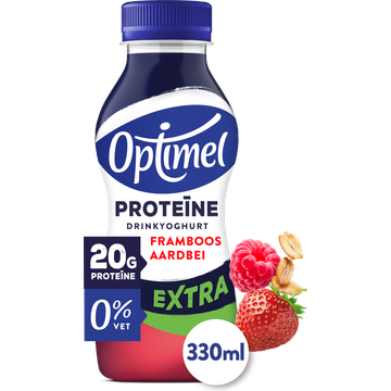 Optimel Proteïne Extra Drinkyoghurt Framboos Aardbei 0% Vet 330ML