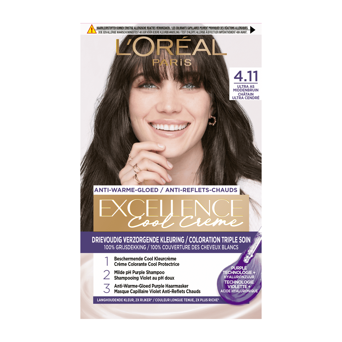 L'Oréal Paris Excellence Cool Creams Haarverf 4.11 Ultra Ash Bruin