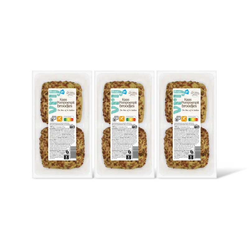 AH Glutenvrij Kaas pompoenpit broodjes 3-pack