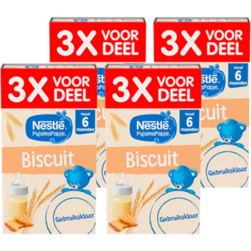 Nestlé PyjamaPapje® Biscuit 6+ Baby Pap 4 x 3 stuks