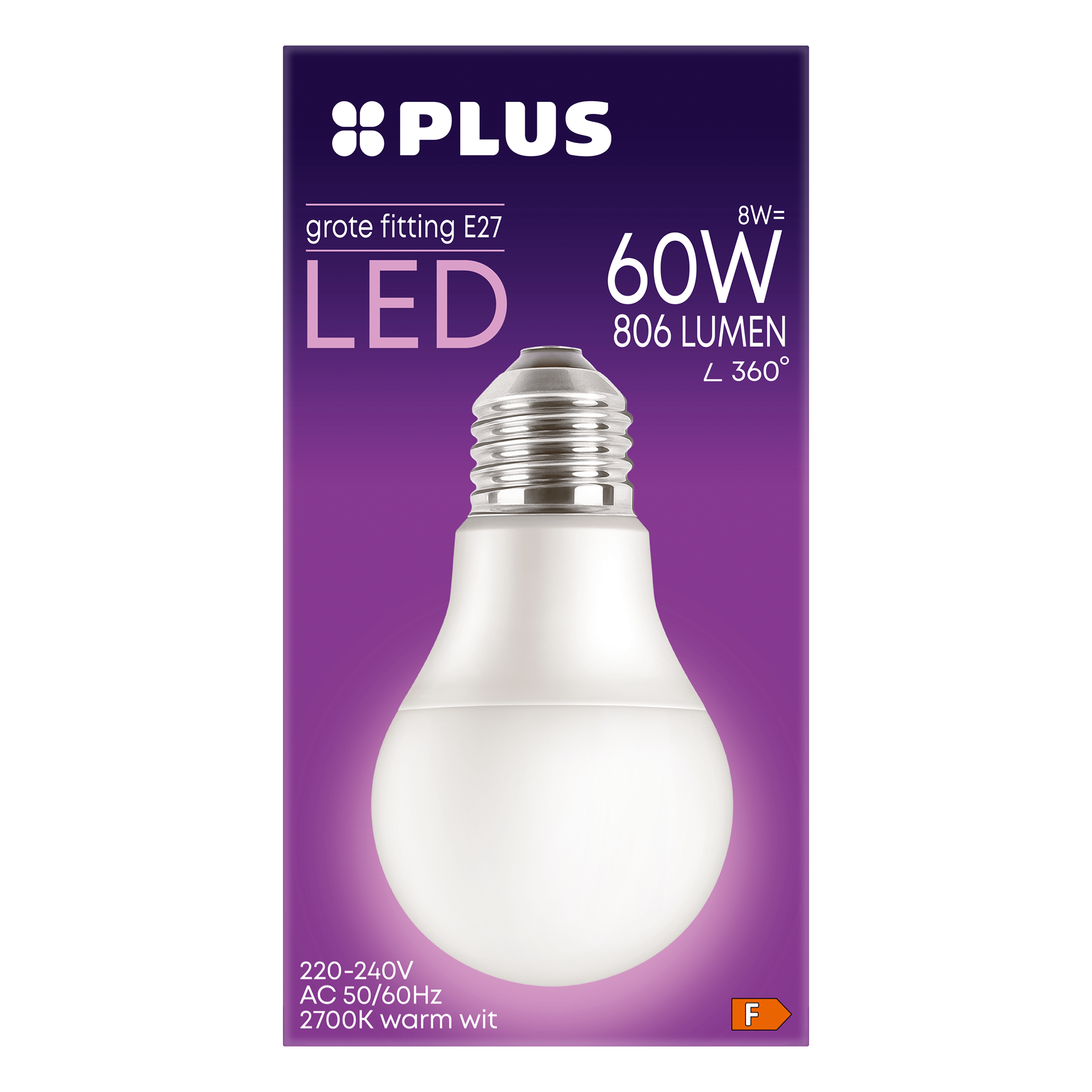 PLUS LED 60W std E27 grote fitting mat