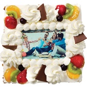 Lokale Bakker fototaart vierkant slagroom 10-12 personen