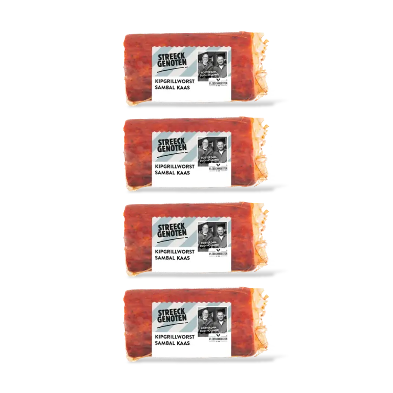 Streeckgenoten Kipgrillworst sambal 4-pack
