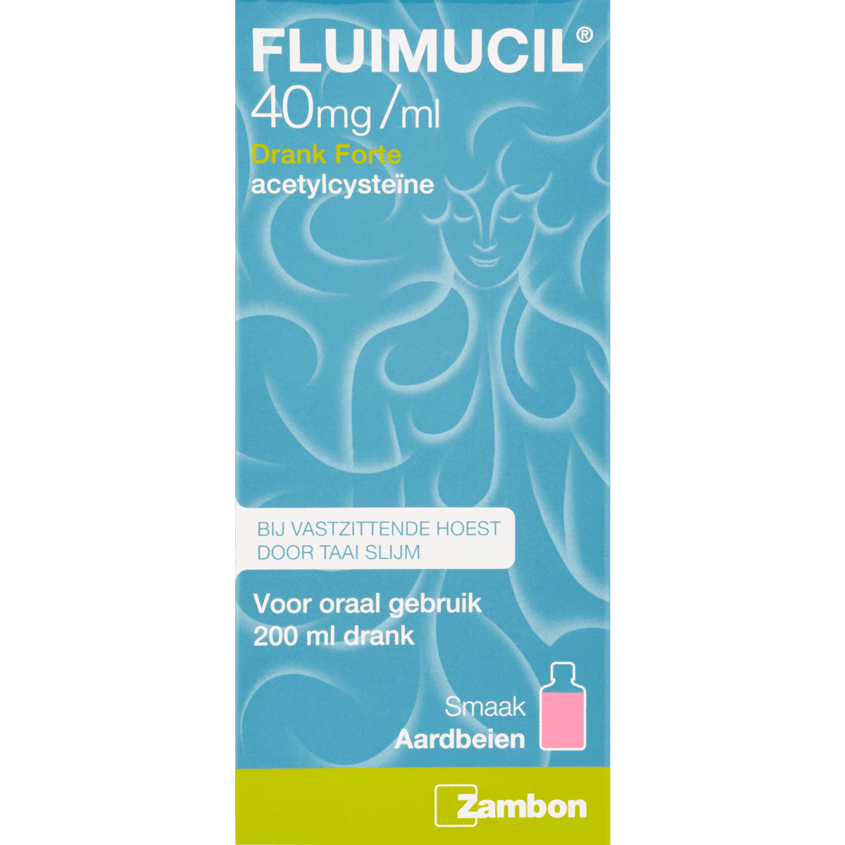 Fluimucil 20 MG/ML Forte Hoestdrank Aardbeismaak 200 ML