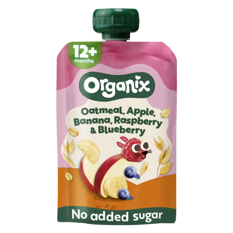 Organix Knijpfruit oatmeal, appel, banana 12m+