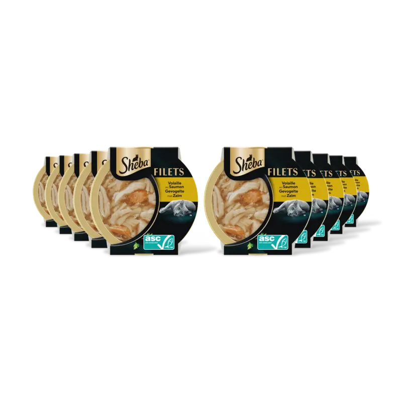 Sheba Filets gevogelte met zalm 10-pack
