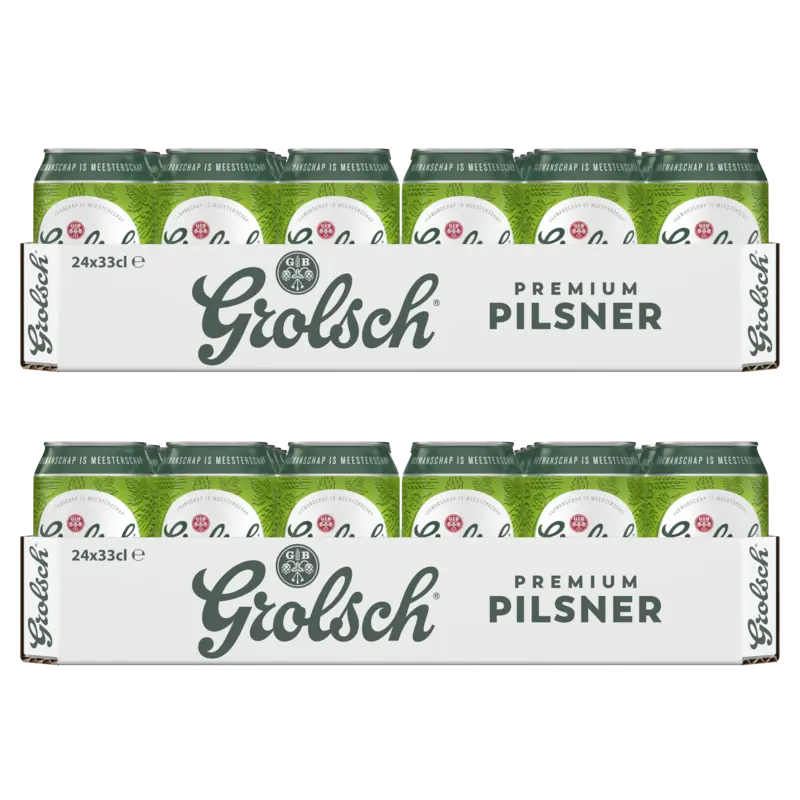 Grolsch Premium pilsner blik tray 2-pack