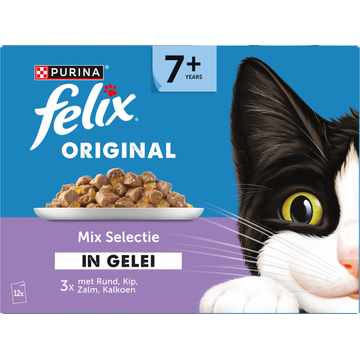 FELIX® Original Senior Mix Selectie in Gelei Kattenvoer 12x85g