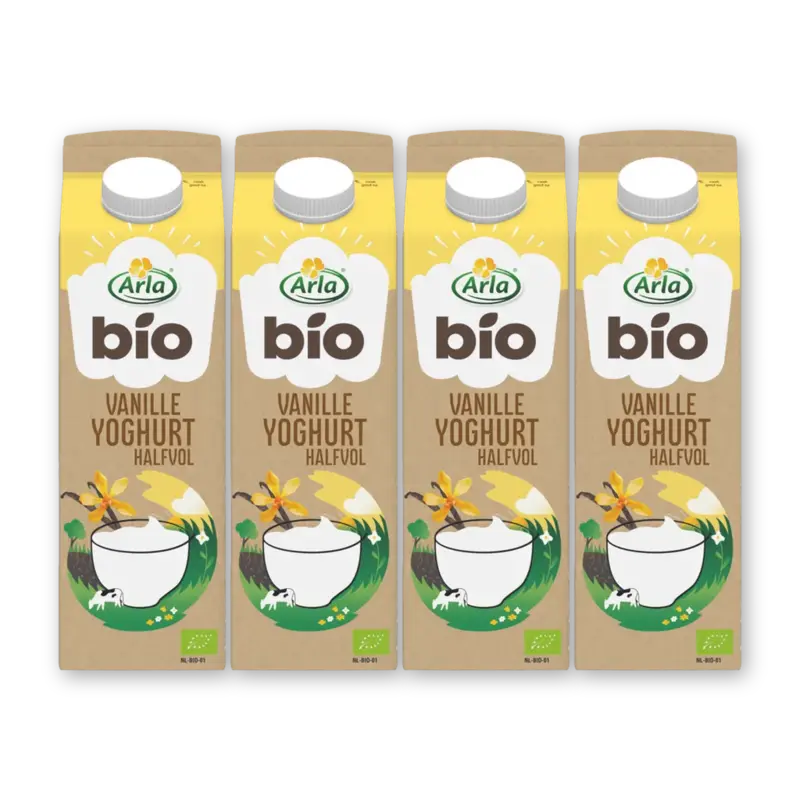 Arla Bio vanille yoghurt halfvol 4-pack