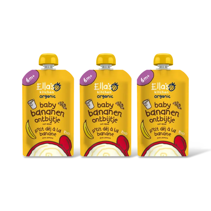 Ella's kitchen Baby bananen ontbijtje 6m+ bio 3-pack