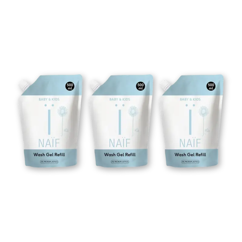 Naïf Baby & kids wash gel refill 3-pack