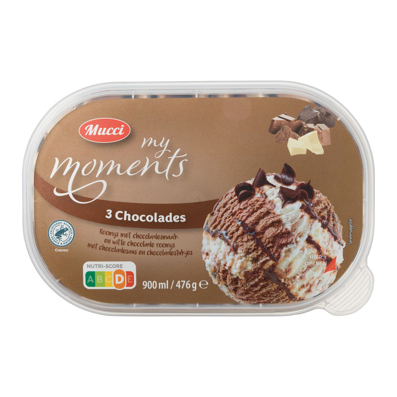 Drie smaken chocolade roomijs