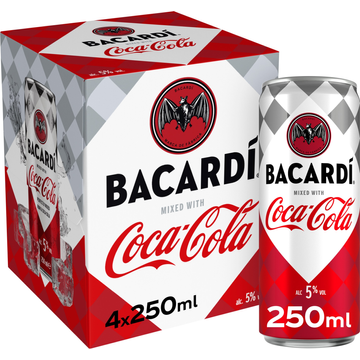 Bacardí Mixed with Coca-Cola 4 x 250 ml