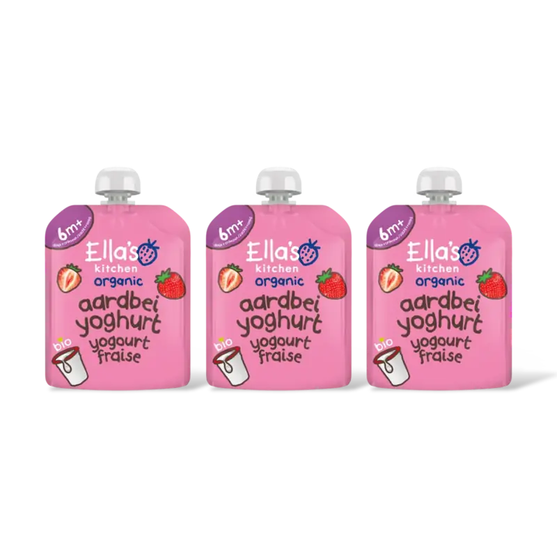 Ella's kitchen Biologische Aardbeien yoghurt 6m+ 3-pack