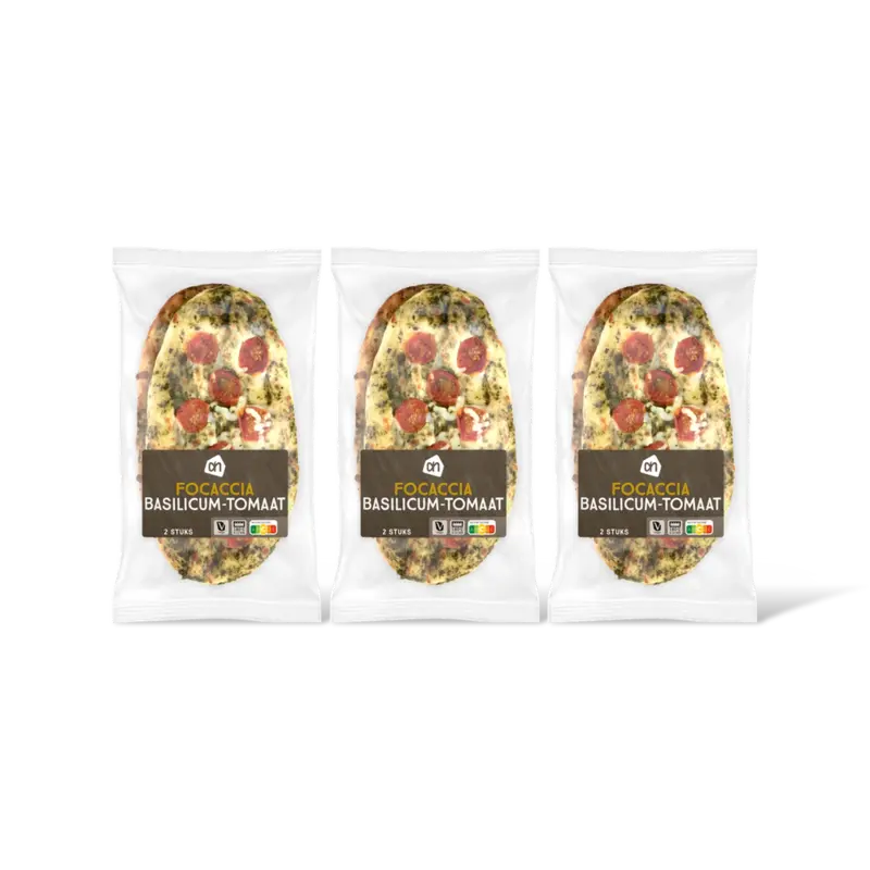 AH Focaccia basilicum tomaat 3-pack
