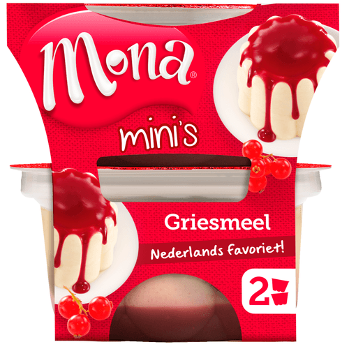 Mona Pudding griesmeel met rode bessensaus 2 stuks