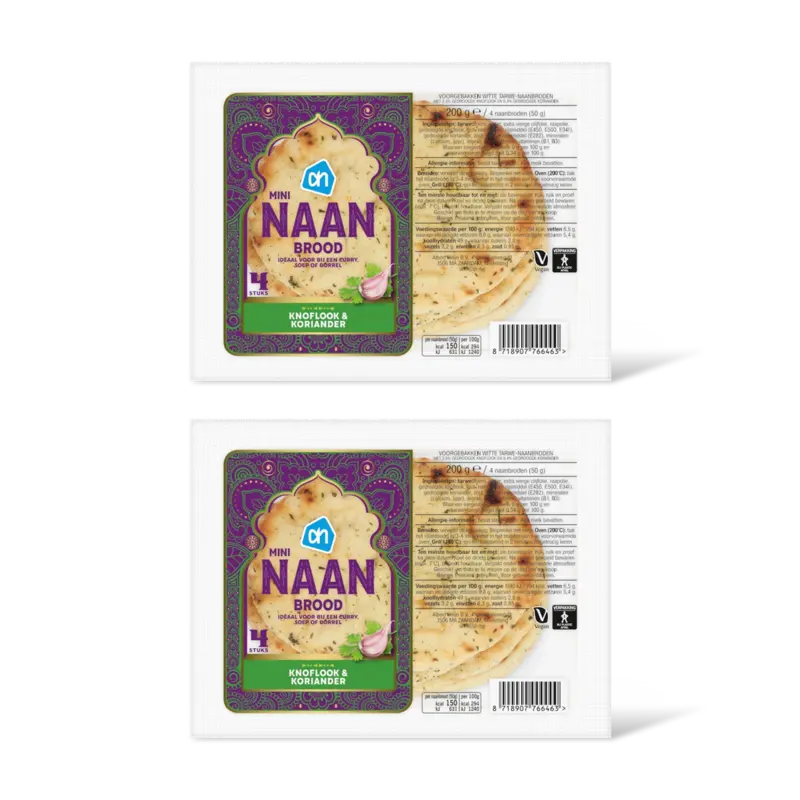 AH Mini naanbrood knoflook koriander 2-pack