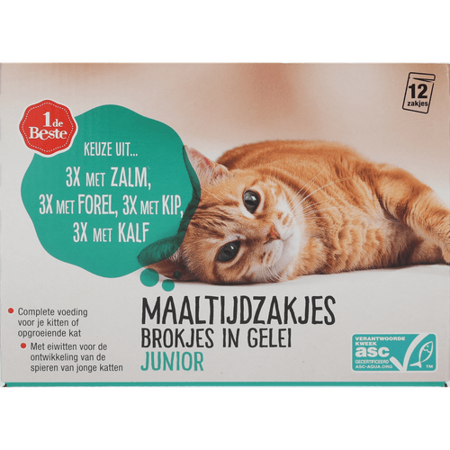 1 de Beste Kattenvoer maaltijdzakjes junior in gelei 12st.
