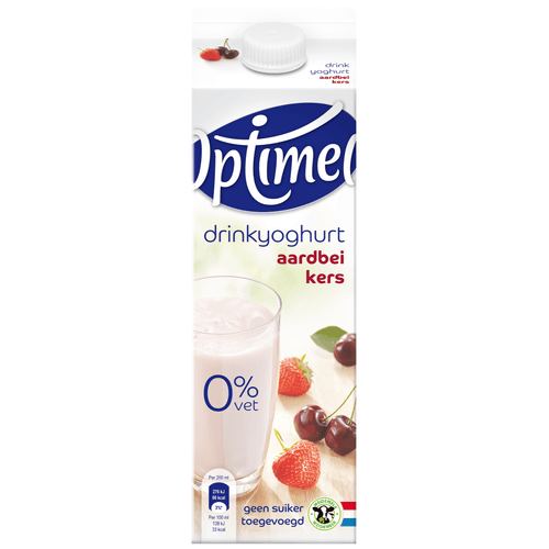 Optimel Drinkyoghurt aardbei-kers 0% vet