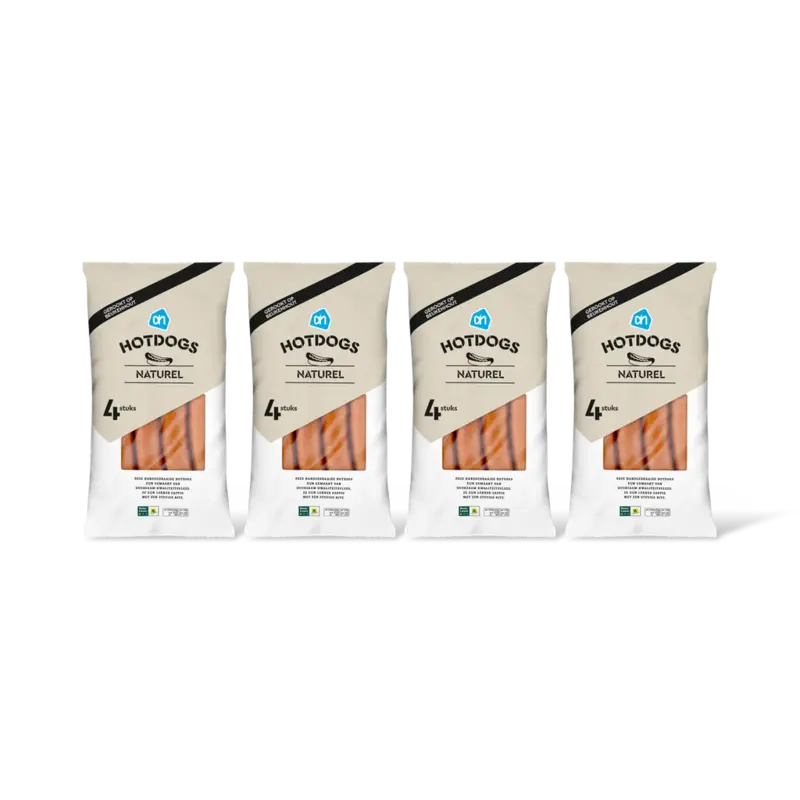 AH Hotdogs naturel 4-pack