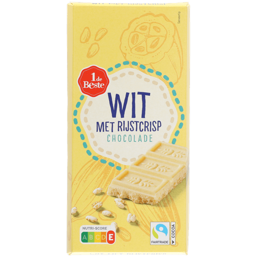 1 de Beste Chocoladereep wit met rijstcrisp