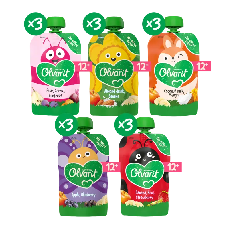Olvarit Knijpfruit 12+ mnd variatiemenu 15-pack