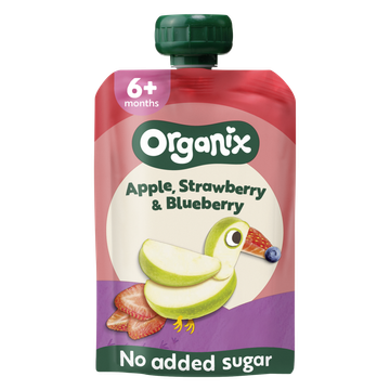 Organix Knijpfruit Appel, Aardbei & Bosbes 6+m