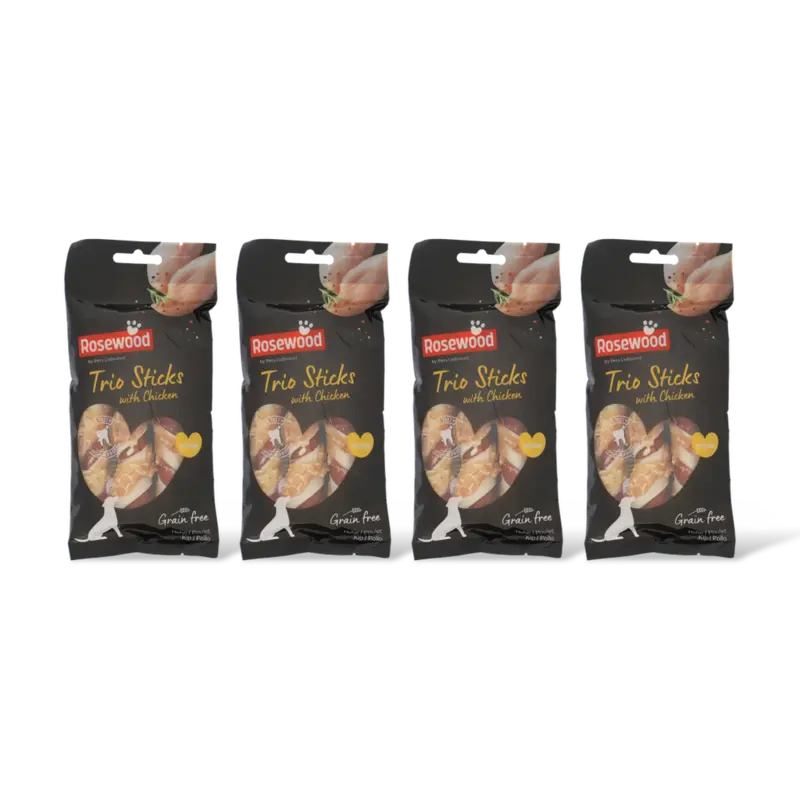 Rosewood Trio sticks with chicken medium 4-pack