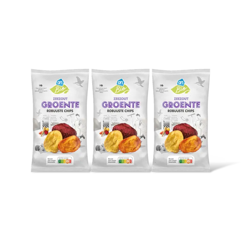 AH Biologisch Robuuste chips groente zeezout 3-pack