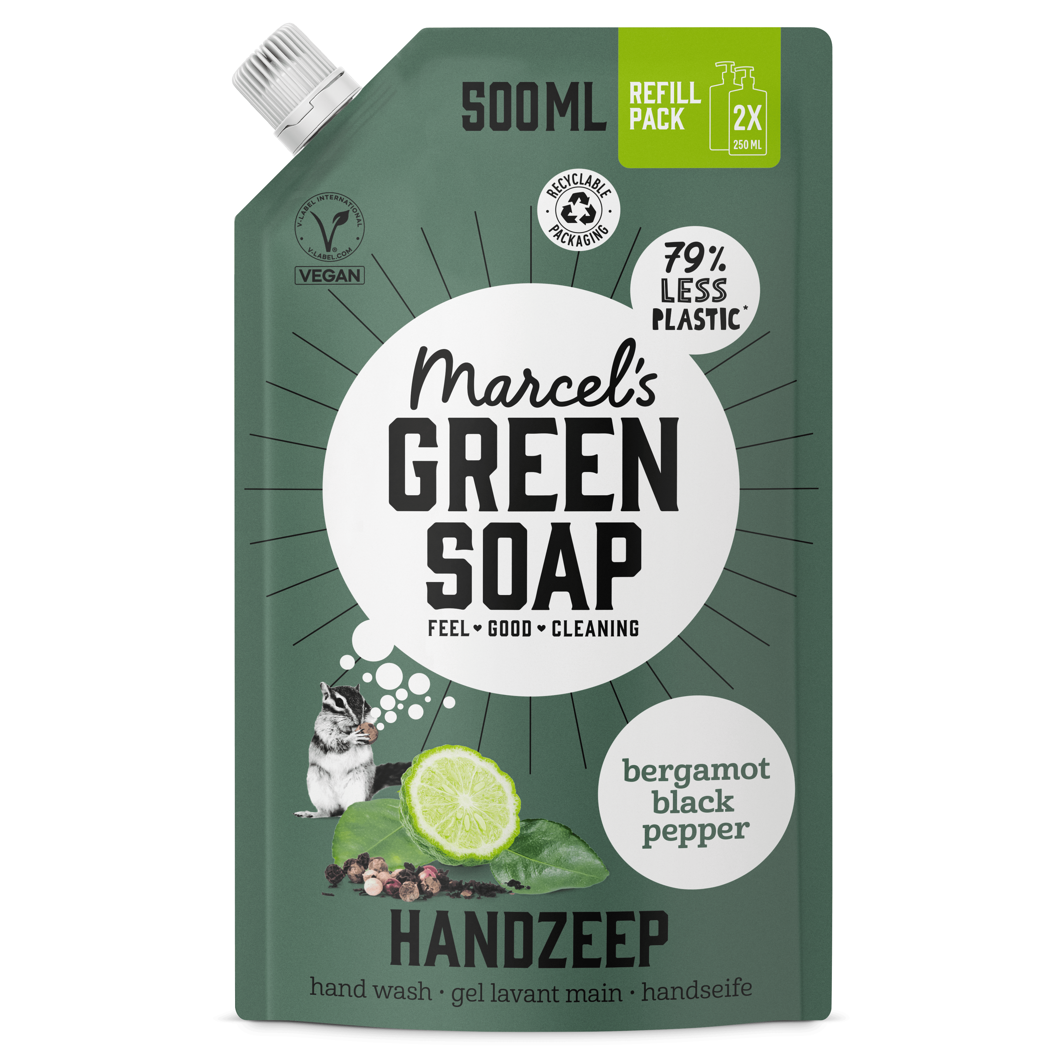 Marcel's Green Soap Handzeep Navulling Bergamot Black P