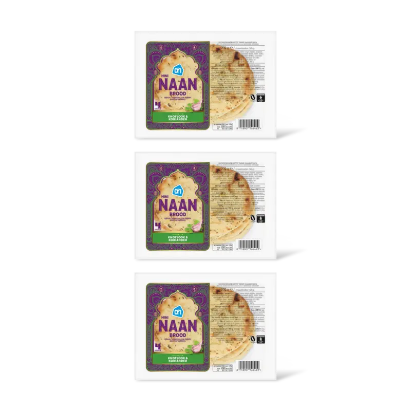 AH Mini naanbrood knoflook koriander 3-pack
