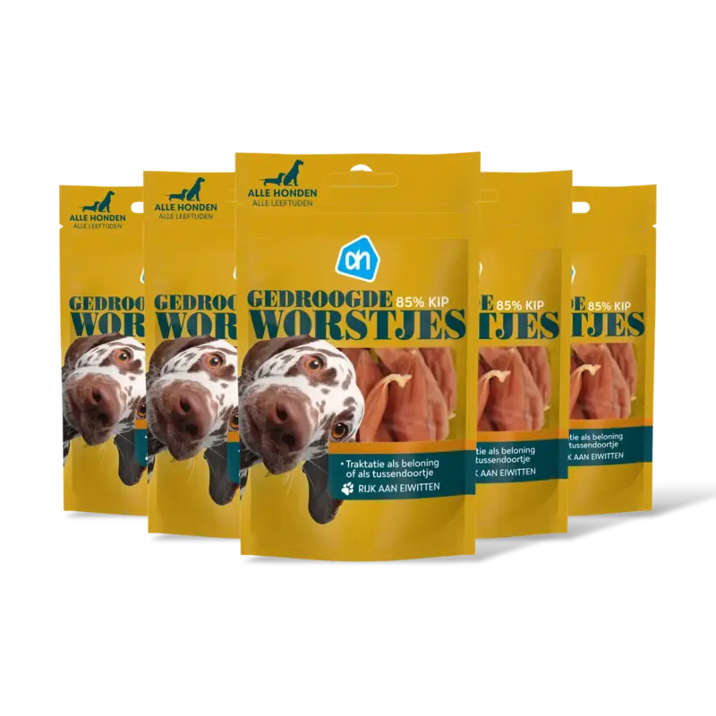 AH Gedroogde worstjes voor honden kip 5pk