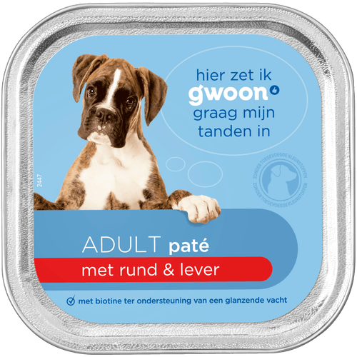 G'woon Hondenvoer alu pate rund & lever