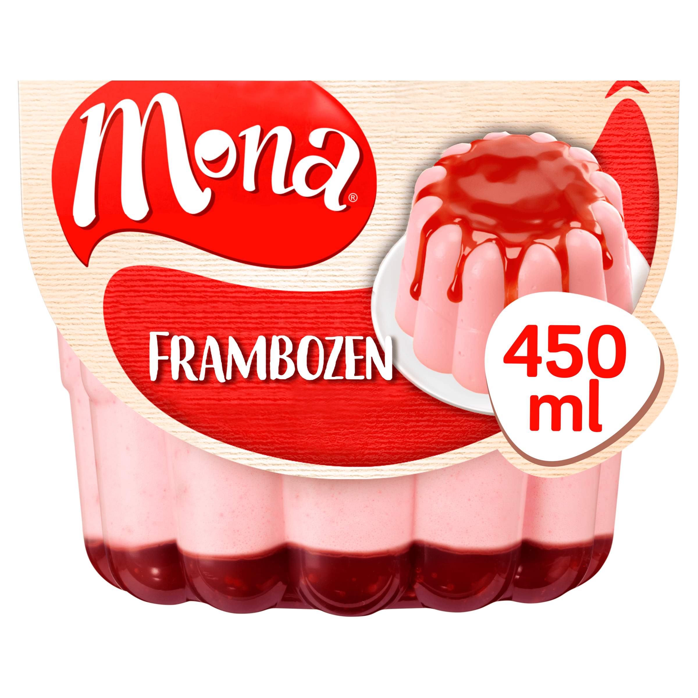Mona Framboospudding rode bessensaus