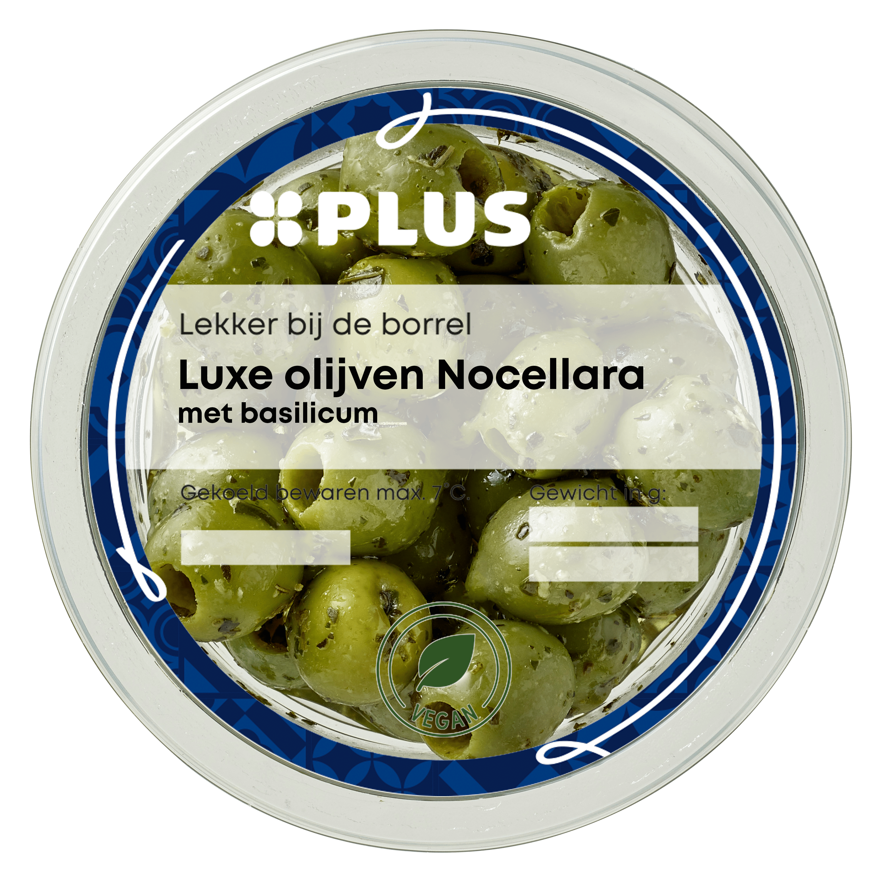 PLUS Luxe olijven Nocellara met basilicum