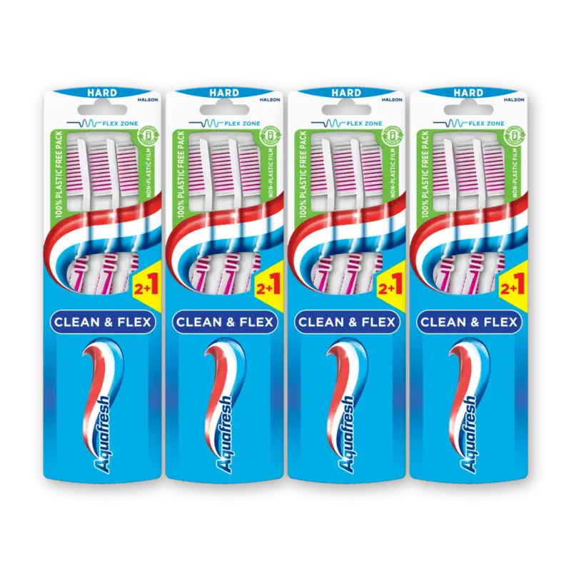 Aquafresh Clean & flex hard tandenborstel 4-pack
