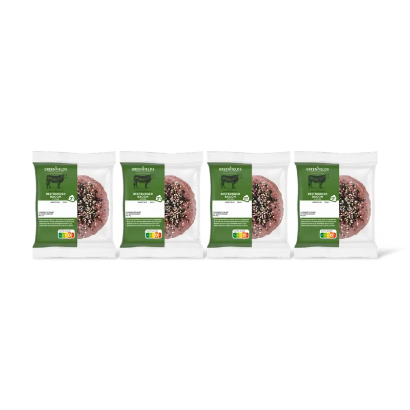 AH Greenfields Beefburger bacon 2 stuks 4-pack