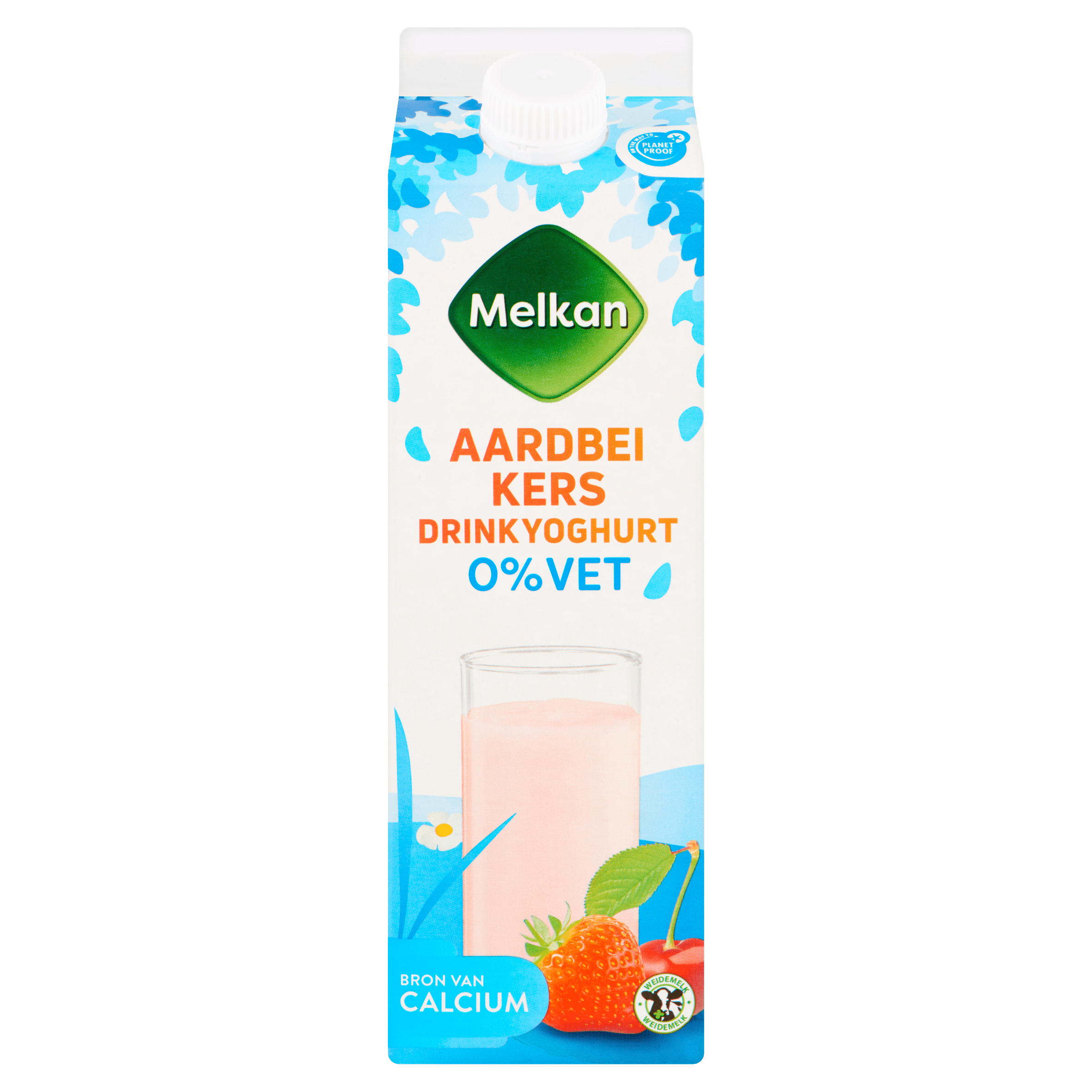 Melkan Drink 0% vet aardbei-kers
