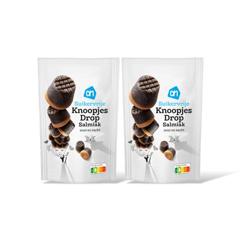 AH Knoopjesdrop salmiak suikervrij 2-pack