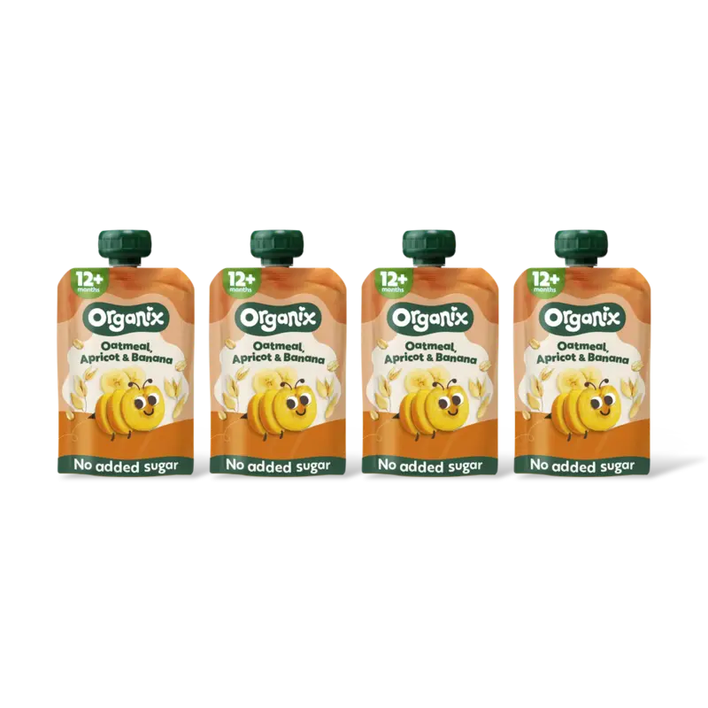 Organix Knijpfruit haver abrikoos banan 12m+ 4pk