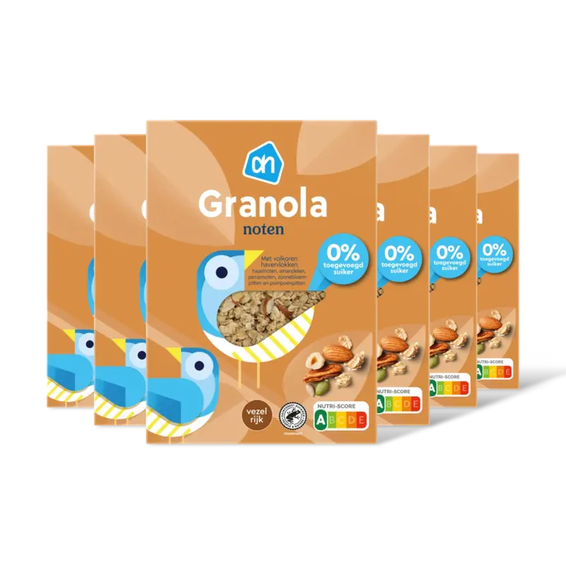 AH Granola noten 0% toegevoegd suiker 6-pck