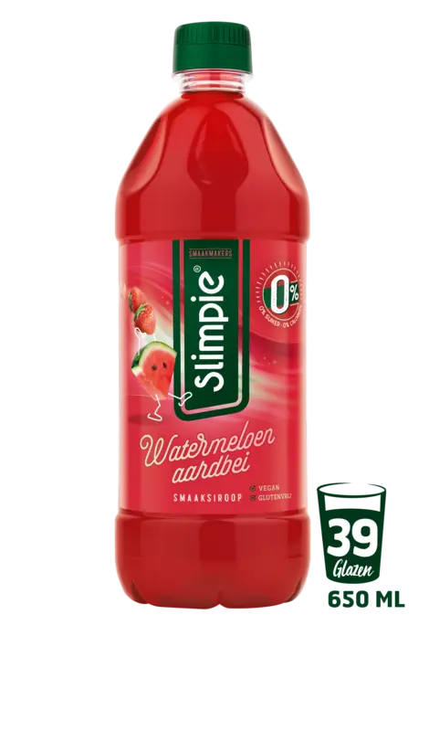 Slimpie Watermeloen aardbei siroop 0% suiker