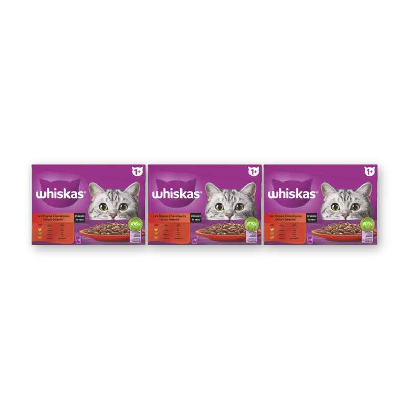 Whiskas 1+ Classic selectie in saus 3-pack